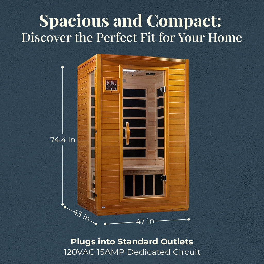 Dynamic Saunas Andora Sauna infrarouge lointain FAR à faible EMF 2 personnes, bois de pruche canadienne