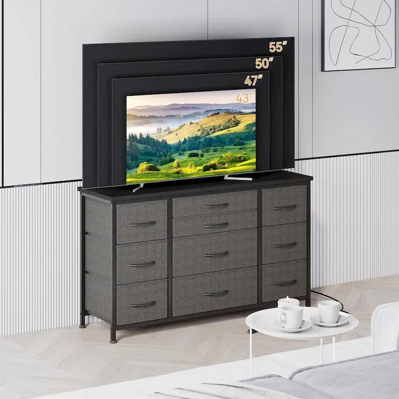 Commode de chambre avec 10 grands tiroirs pour meuble TV long 55 - 55 pouces