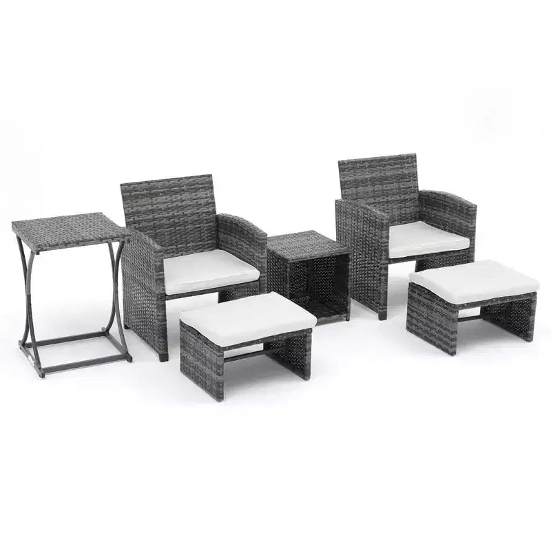 Sunsitt Ensemble de conversation de patio d'extérieur 6 pièces avec ottoman Blanc