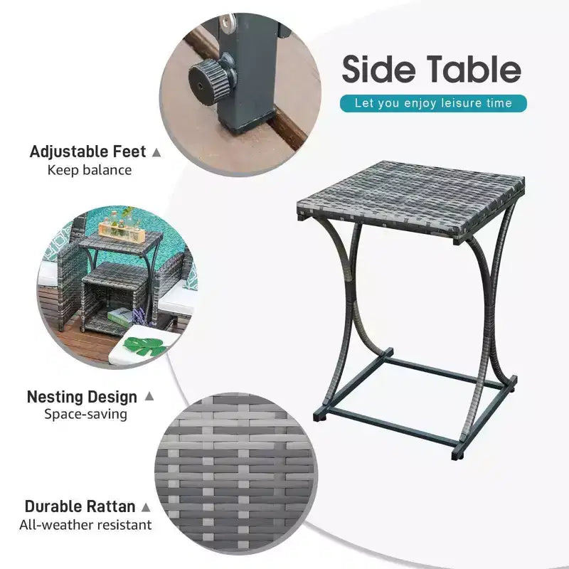 Sunsitt Ensemble de conversation de patio d'extérieur 6 pièces avec ottoman Blanc