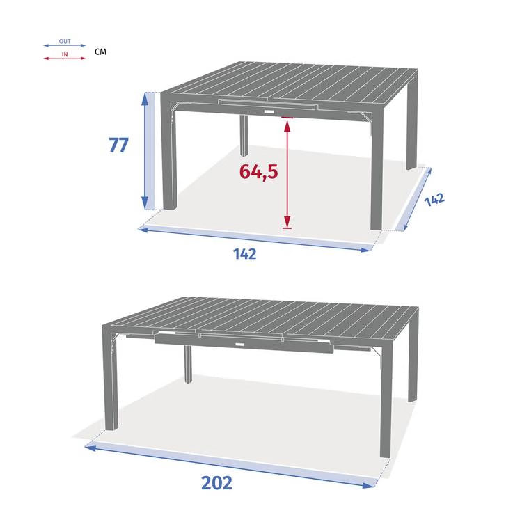 Table de jardin ÉVASION Effet bois Honey & Graphite