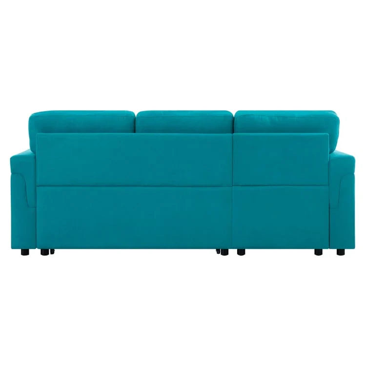 Canapé sectionnel réversible avec lit escamotable, méridienne de rangement dissimulée, pieds durables,