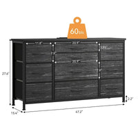 Commode de chambre avec 10 grands tiroirs pour meuble TV long 55 - 55 pouces
