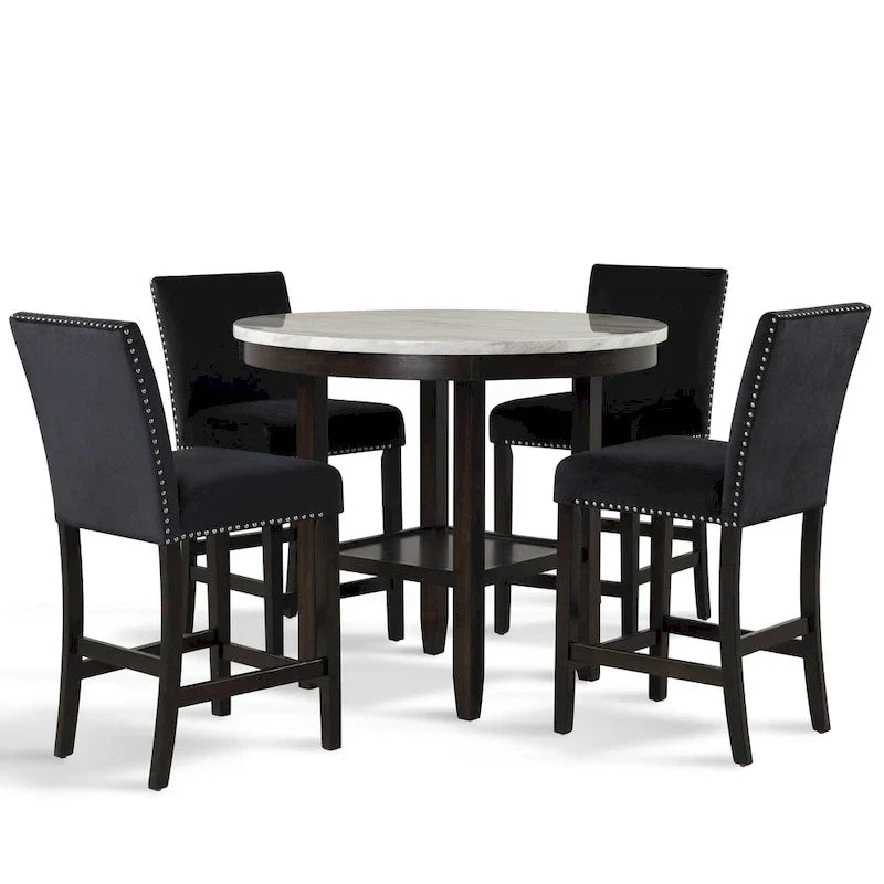 New Classic Furniture Reginald Ensemble de comptoir rond 5 pièces