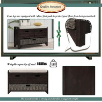 Banc de rangement en bois avec 2 paniers tressés par Harper&Bright Designs