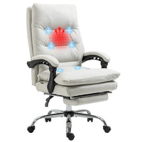 Vinsetto Chaise de bureau de massage inclinable chauffante à vibration en microfibre