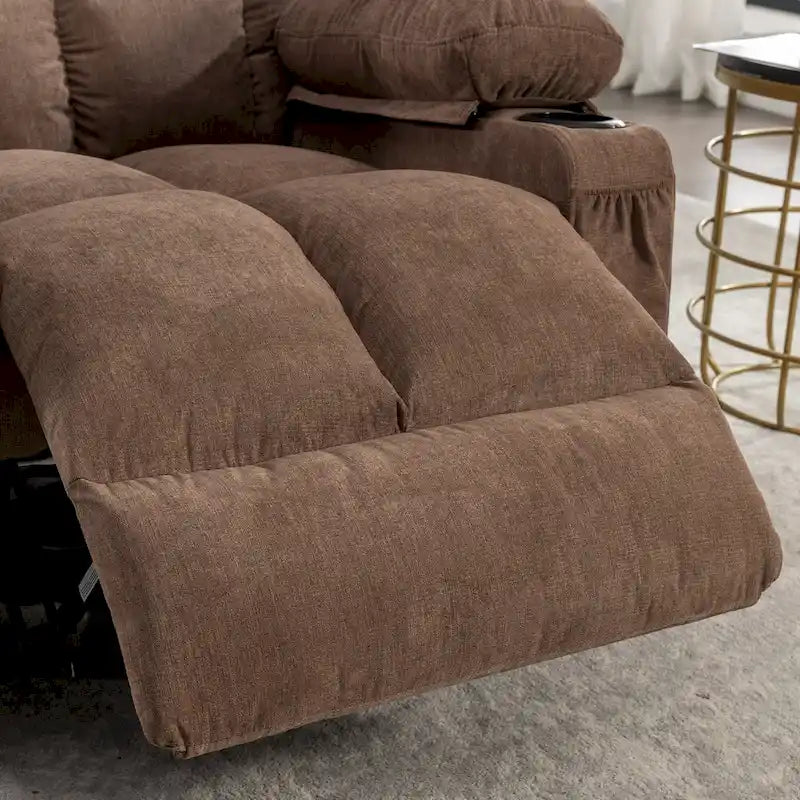 Fauteuil inclinable surdimensionné gris avec chauffage et massage, inclinaison 150, bascule 30, charge USB et 2 porte-gobelets