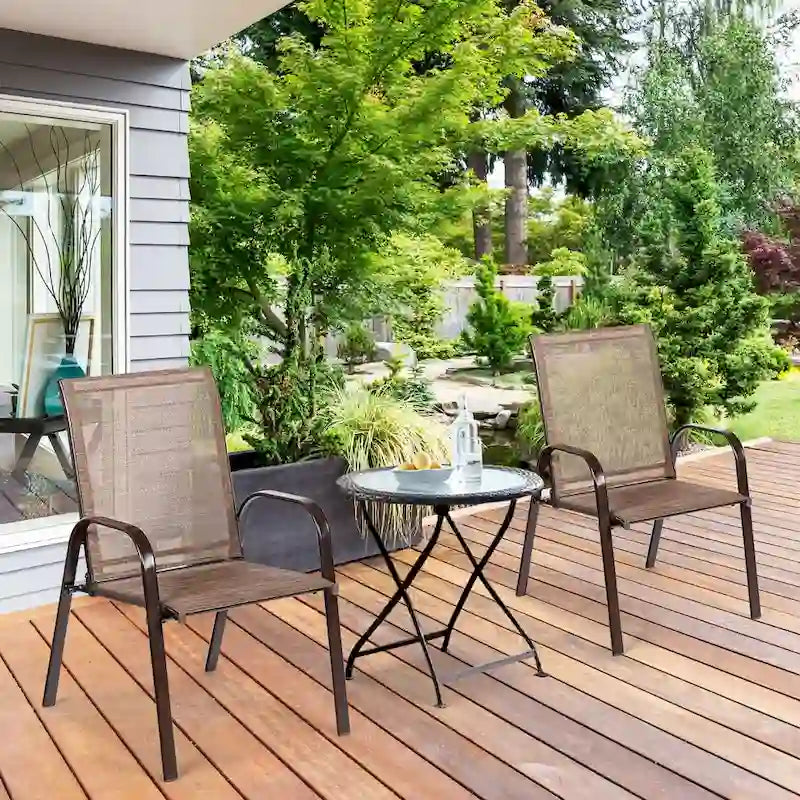 Costway Lot de 4 chaises de patio jardin terrasse cour avec accoudoir - Voir détails