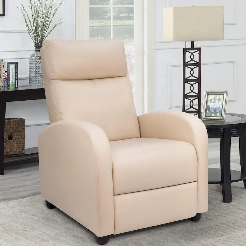 Fauteuil inclinable en simili cuir PU, marron / noir / gris / kaki / rouge / beige, simple