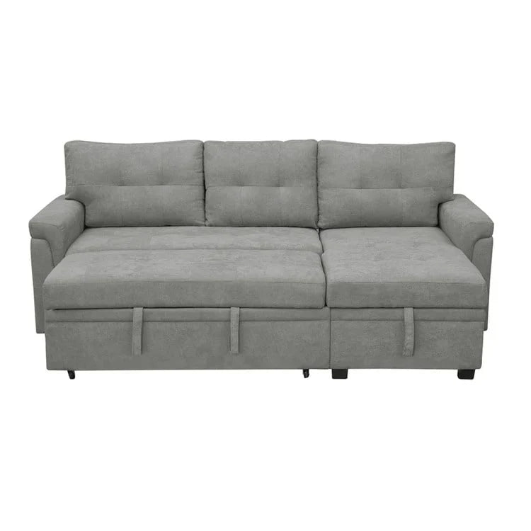 Canapé sectionnel convertible réversible avec lit escamotable, méridienne de rangement dissimulée et pieds durables
