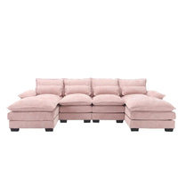 Canapé Sectionnel Canapé Nuage pour Salon, Canapé Moderne Forme U en Chenille/Bouclette, Canapé-Lit Modulable Confortable avec Double Méridienne