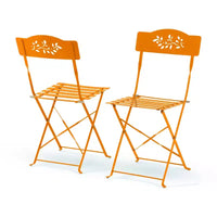 Ensemble de bistrot 3 pièces en acier avec table et chaises pliantes orange - Alpine Corporation