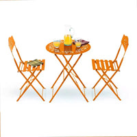 Ensemble de bistrot 3 pièces en acier avec table et chaises pliantes orange - Alpine Corporation