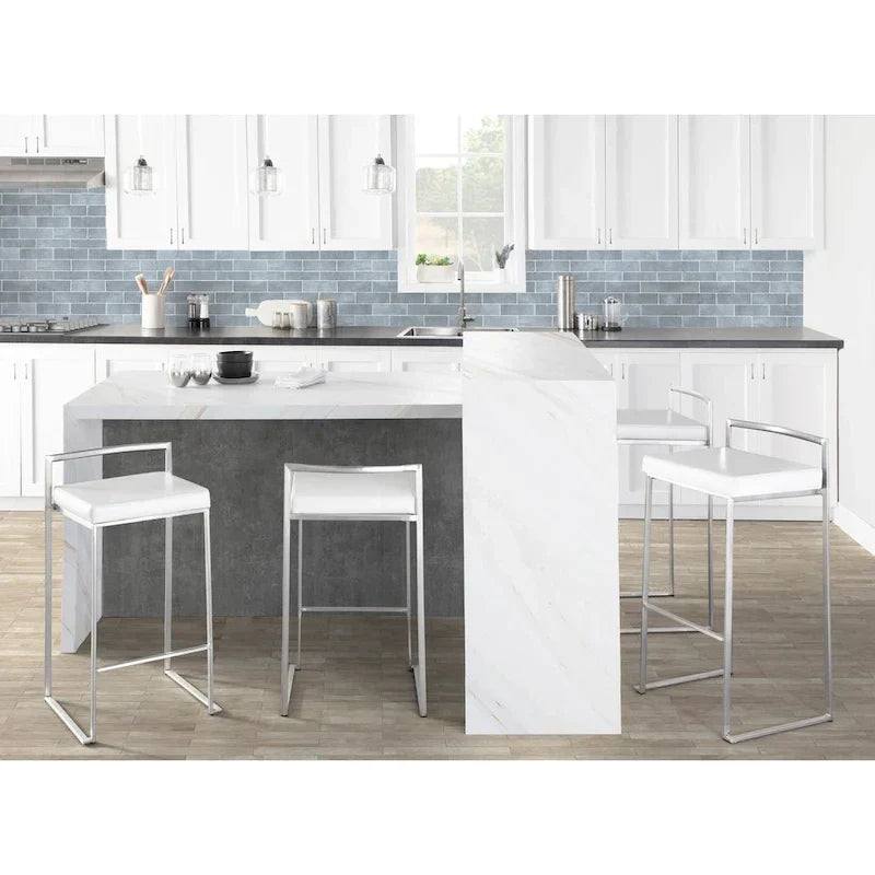 Silver Orchid Forrest Tabouret de comptoir empilable entièrement soudé en acier inoxydable (lot de 2)