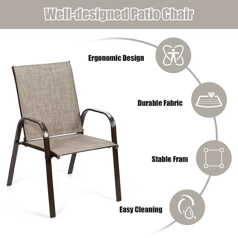 Costway Lot de 4 chaises de patio jardin terrasse cour avec accoudoir - Voir détails