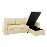 Canapé sectionnel convertible réversible avec lit escamotable, méridienne de rangement dissimulée et pieds durables