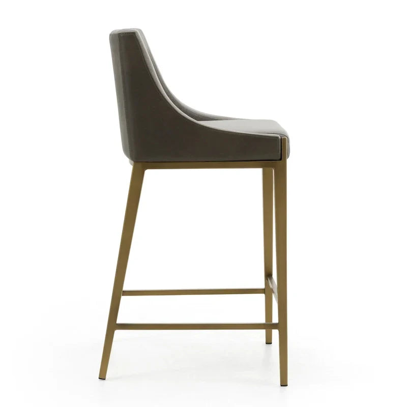 Modrest Fairview Tabouret de comptoir contemporain gris et laiton