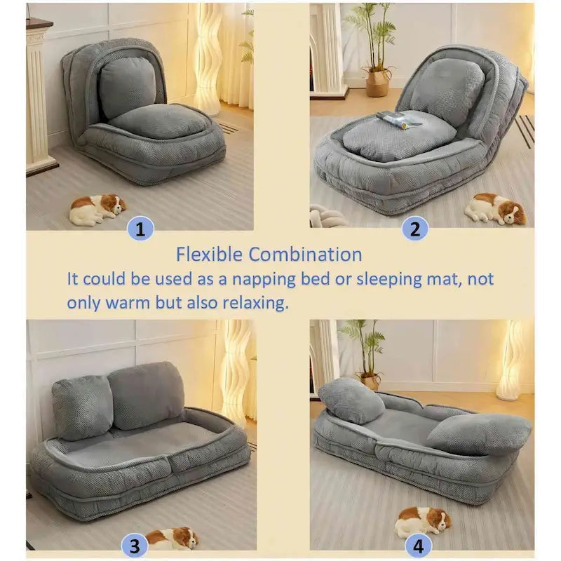 Canapé moelleux, 5 positions réglables, assise, sommeil, pliage, adapté à la chambre ou au salon