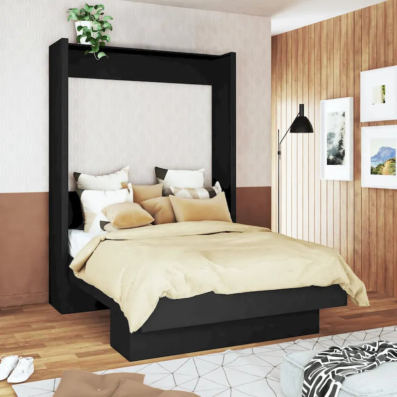 Oakland Living Easy Lift Lit escamotable contemporain Queen brésilien avec étagère