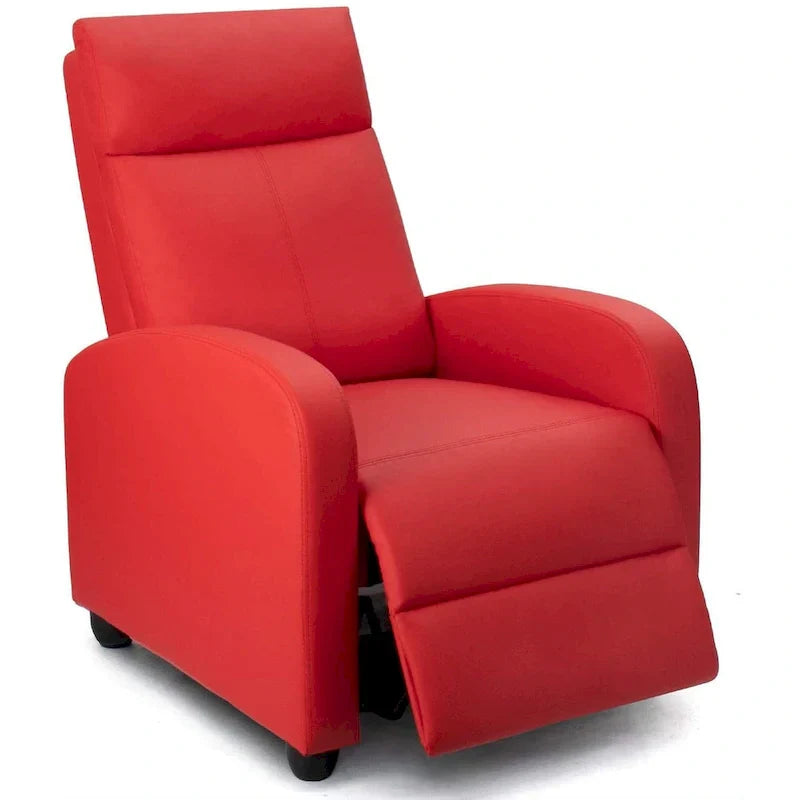 Fauteuil inclinable en simili cuir PU, marron / noir / gris / kaki / rouge / beige, simple