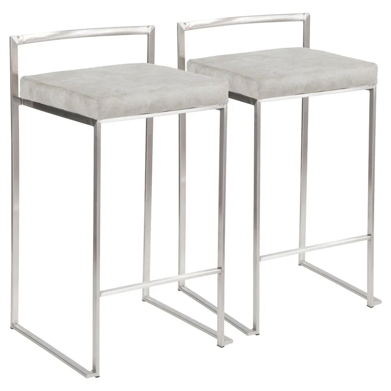 Silver Orchid Forrest Tabouret de comptoir empilable entièrement soudé en acier inoxydable (lot de 2)
