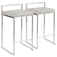 Tabouret de comptoir Silver Orchid Forrest en acier inoxydable empilable et entièrement soudé (lot de 2)