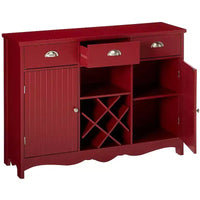 Kings Brand Furniture Buffet Console avec Rangement à Vin, Rouge