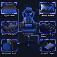 Chaise de Gaming ELECWISH avec Repose-pieds, Soutien Lombaire, Chaise d'Ordinateur Respirante avec Coussin à Ressorts Ensachés, Chaises pour Adultes