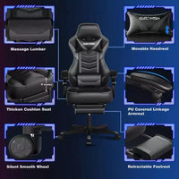 Chaise de Gaming ELECWISH avec Repose-pieds, Soutien Lombaire, Chaise d'Ordinateur Respirante avec Coussin à Ressorts Ensachés, Chaises pour Adultes