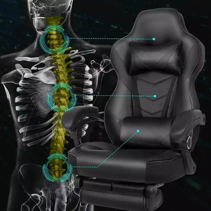 Chaise de Gaming ELECWISH avec Repose-pieds, Soutien Lombaire, Chaise d'Ordinateur Respirante avec Coussin à Ressorts Ensachés, Chaises pour Adultes