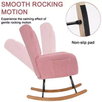 VECELO Fauteuil à bascule moderne en similicuir/tissu peluche, avec appuie-tête épais et siège rembourré Blanc/Marron/Rose