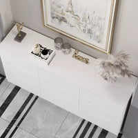 Commode horizontale Famapy pour chambre, commode moderne minimaliste à poignées dissimulées, blanc