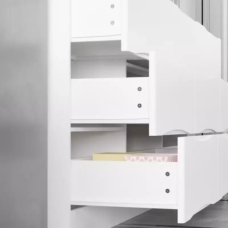 Commode horizontale Famapy pour chambre, commode moderne minimaliste à poignées dissimulées, blanc