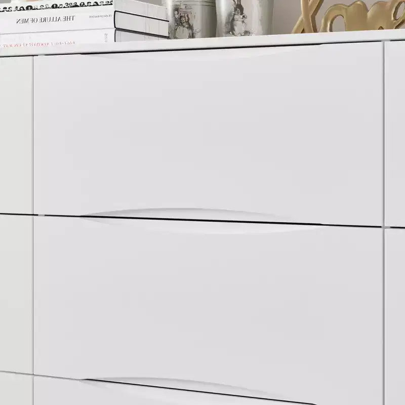 Commode horizontale Famapy pour chambre, commode moderne minimaliste à poignées dissimulées, blanc