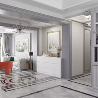 Commode horizontale Famapy pour chambre, commode moderne minimaliste à poignées dissimulées, blanc