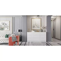 Commode horizontale Famapy pour chambre, commode moderne minimaliste à poignées dissimulées, blanc