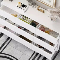 Commode horizontale Famapy pour chambre, commode moderne minimaliste à poignées dissimulées, blanc