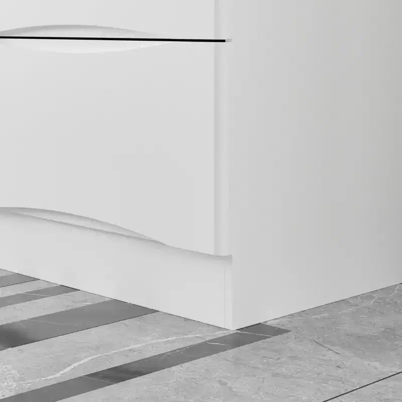 Commode horizontale Famapy pour chambre, commode moderne minimaliste à poignées dissimulées, blanc