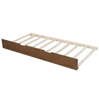 Lit de jour taille Twin avec gigogne / 2 tiroirs et barrière rustique, gris / marron - ModernLuxe