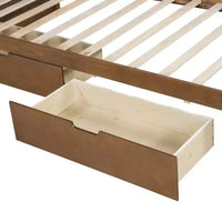 Lit de jour taille Twin avec gigogne / 2 tiroirs et barrière rustique, gris / marron - ModernLuxe
