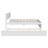 Whisen Cadre de lit Twin moderne, tête et pied de lit blanc brillant avec lit gigogne ou tiroirs, design peu encombrant
