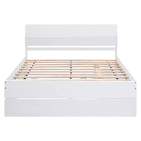 Whisen Cadre de lit Twin moderne, tête et pied de lit blanc brillant avec lit gigogne ou tiroirs, design peu encombrant