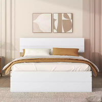 Whisen Cadre de lit Twin moderne, tête et pied de lit blanc brillant avec lit gigogne ou tiroirs, design peu encombrant