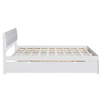 Whisen Cadre de lit Twin moderne, tête et pied de lit blanc brillant avec lit gigogne ou tiroirs, design peu encombrant