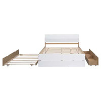 Whisen Cadre de lit Twin moderne, tête et pied de lit blanc brillant avec lit gigogne ou tiroirs, design peu encombrant