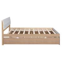 Whisen Cadre de lit Twin moderne, tête et pied de lit blanc brillant avec lit gigogne ou tiroirs, design peu encombrant