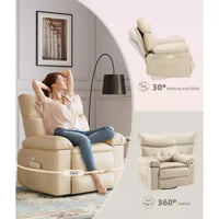 Fauteuil inclinable électrique à bascule pivotant avec chargeur USB pour adultes, avec massage vibrant et chauffage, pour salon ou chambre