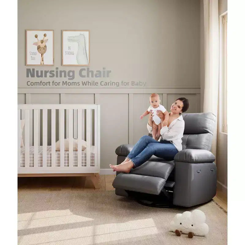 Fauteuil inclinable électrique à bascule pivotant avec chargeur USB pour adultes, avec massage vibrant et chauffage, pour salon ou chambre