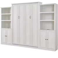Lit escamotable Queen Size avec armoire latérale, lit gain de place parfait pour chambre d'amis, chambre à coucher, bureau à domicile, blanc/marron rustique - ModernLuxe