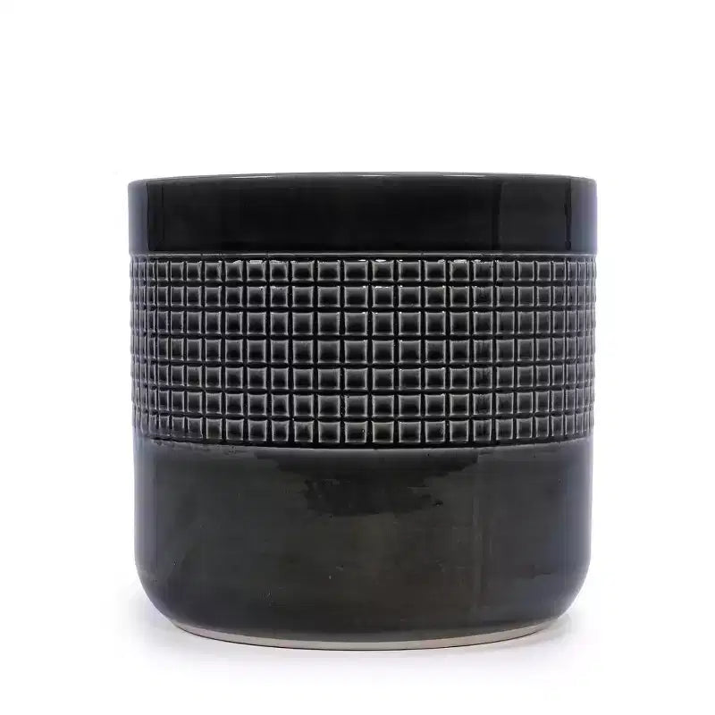 MAYEERTY Pot de Fleurs en Céramique 3 Pièces Jardinière Moderne Noire pour Patio Jardin et Rebords de Fenêtre